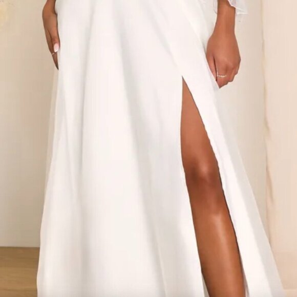 NWT Lulus True Excellence White Bustier Off -Shoulder Gown Sz M #410 - Picture 5 of 8